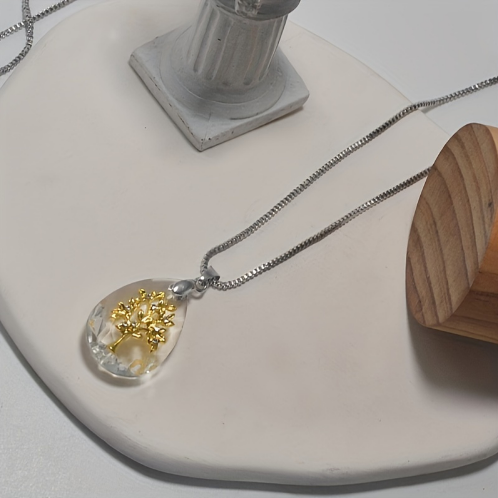 Smooth Glass Teardrop Pendant Necklace — Lightweight Boho Style