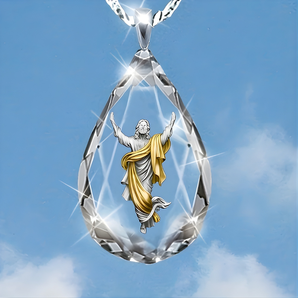 Smooth Glass Teardrop Pendant Necklace — Lightweight Boho Style