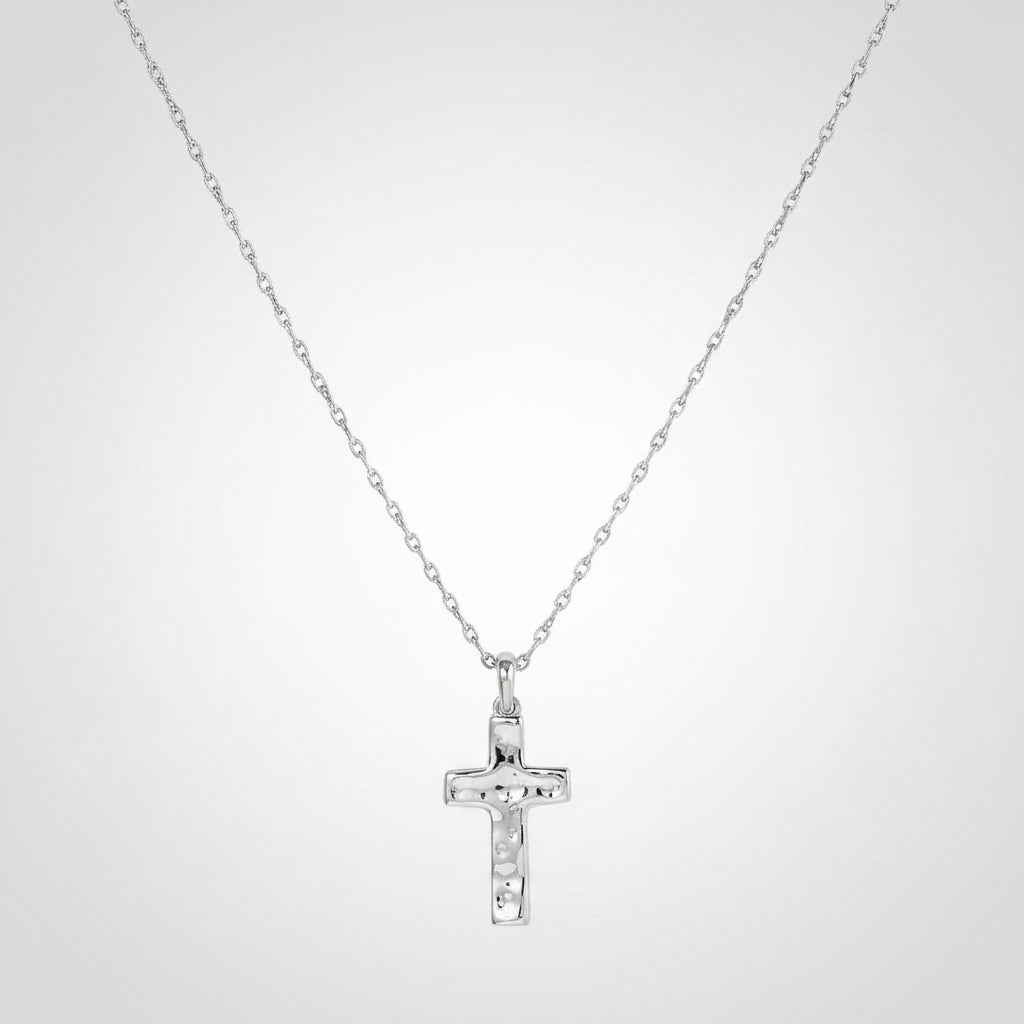 Gold Cross Pendant Necklace — Polished Sculpted Chain Profile