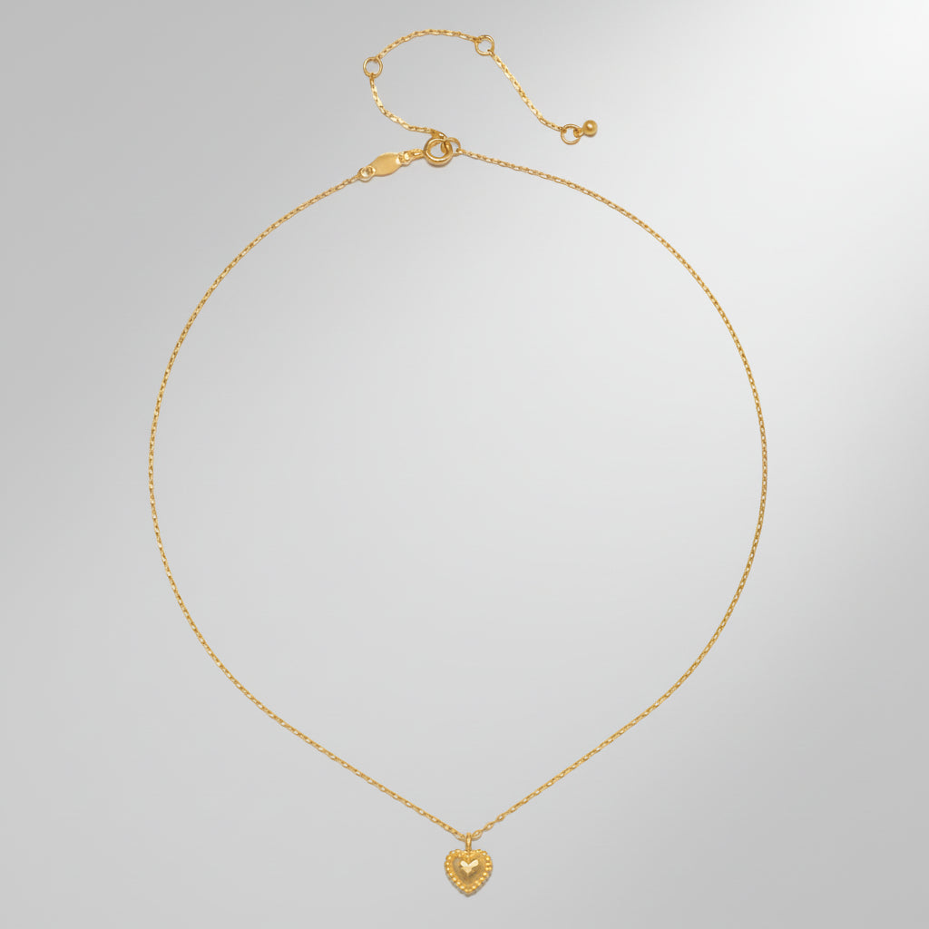 Hammered Heart Pendant Necklace — 18K Gold Plated Finish