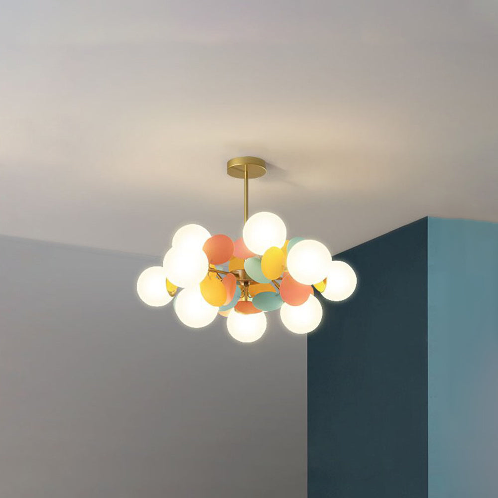 Acrylic and Glass Ceiling Light With Globe Shaped Shades Bouquet Design