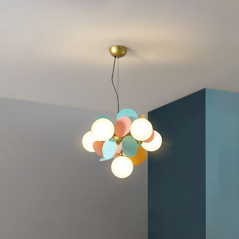 Acrylic and Glass Ceiling Light With Globe Shaped Shades Bouquet Design