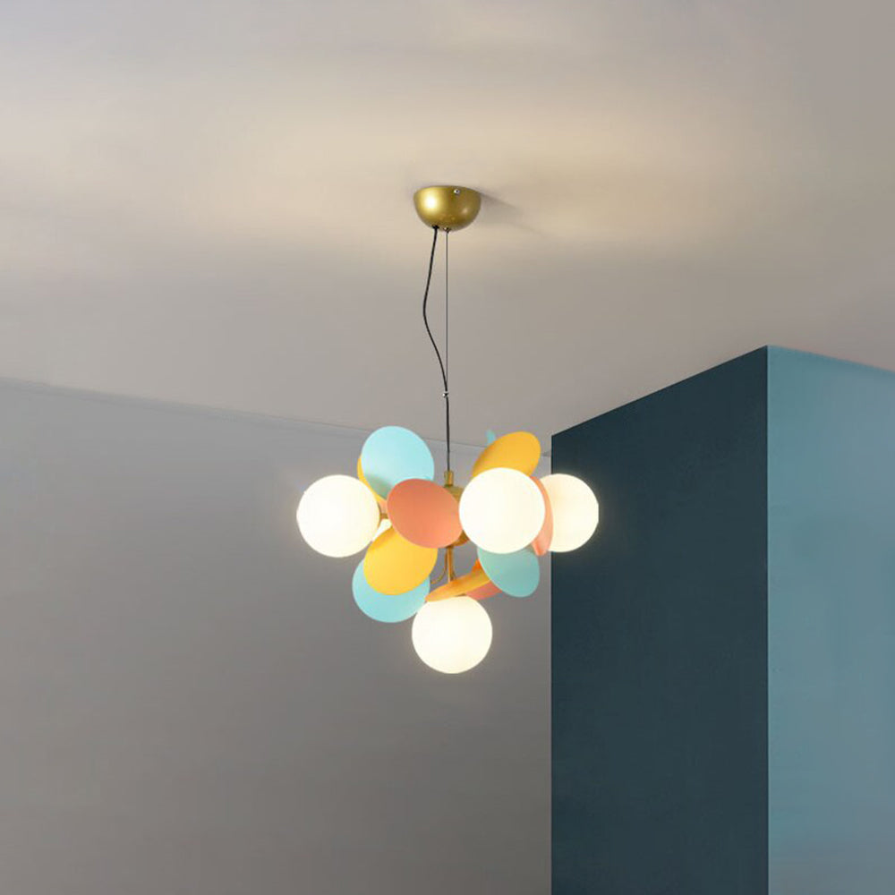 Acrylic and Glass Ceiling Light With Globe Shaped Shades Bouquet Design
