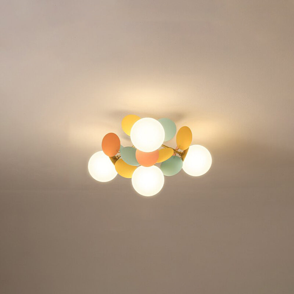 Acrylic and Glass Ceiling Light With Globe Shaped Shades Bouquet Design