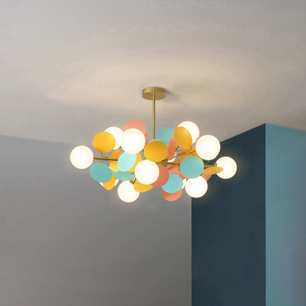 Acrylic and Glass Ceiling Light With Globe Shaped Shades Bouquet Design