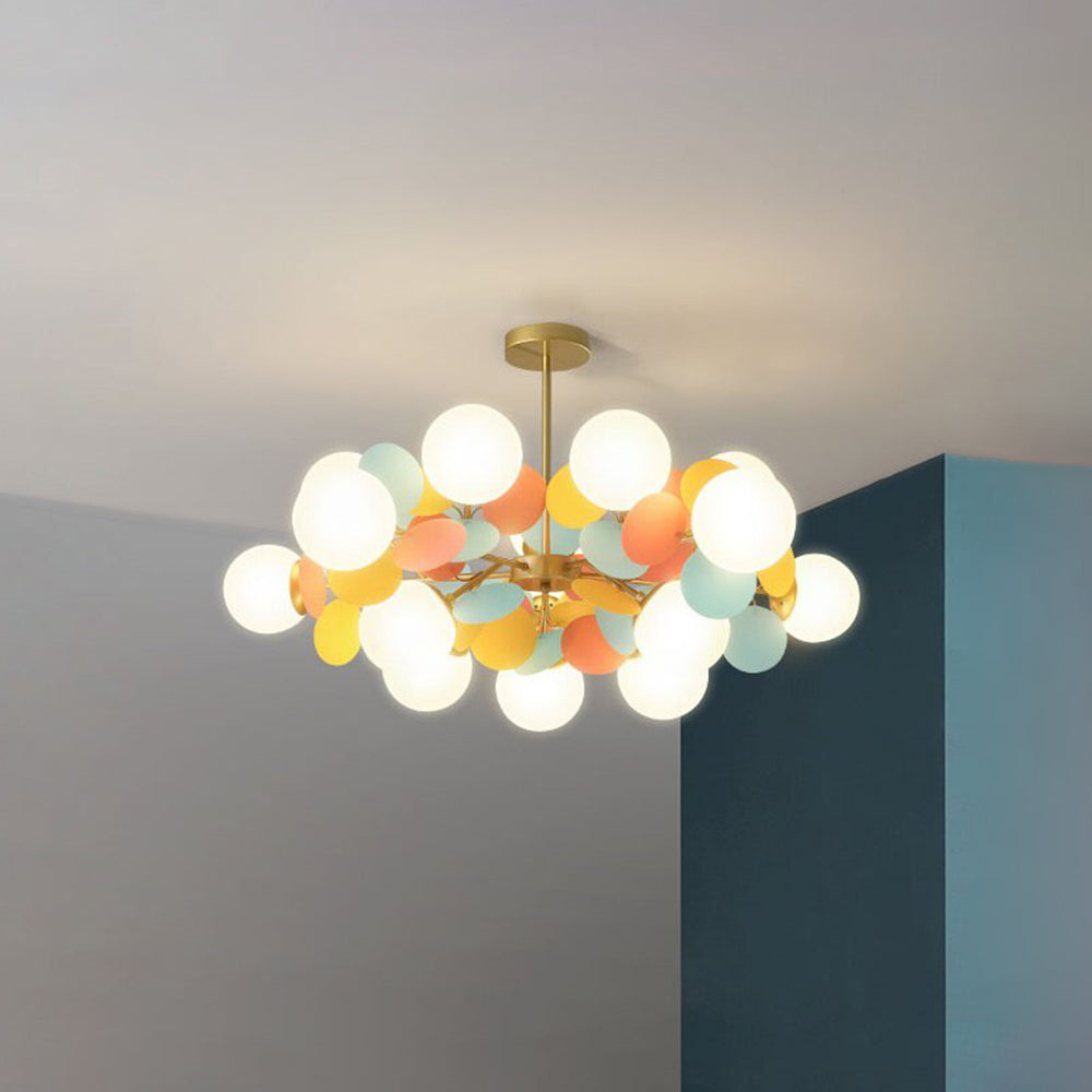 Acrylic and Glass Ceiling Light With Globe Shaped Shades Bouquet Design