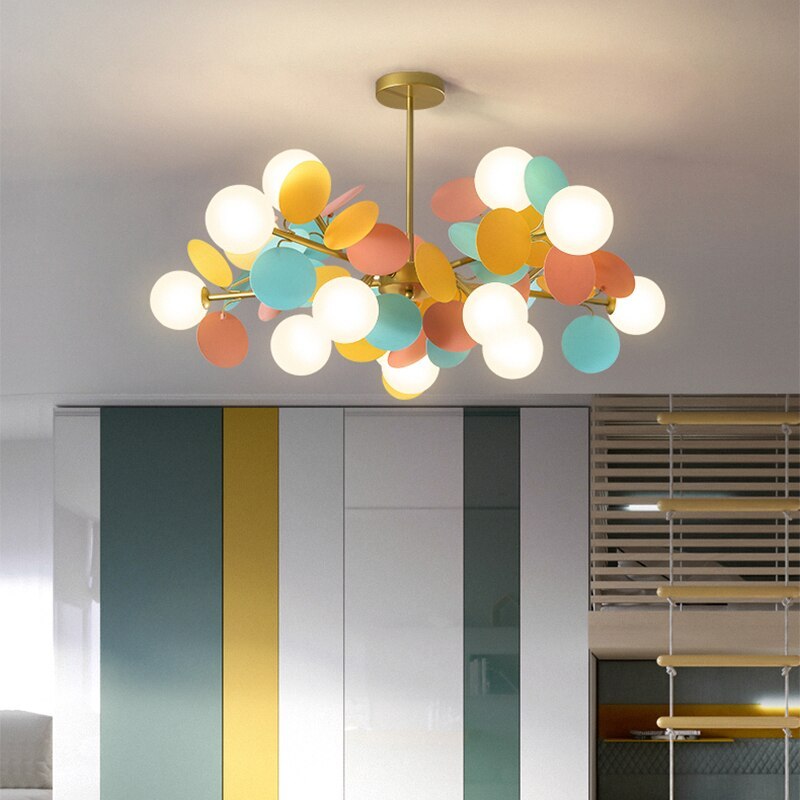 Acrylic and Glass Ceiling Light With Globe Shaped Shades Bouquet Design