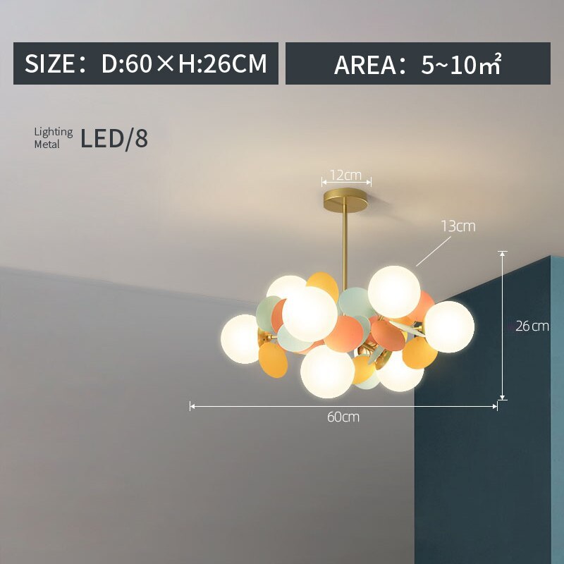 Acrylic and Glass Ceiling Light With Globe Shaped Shades Bouquet Design