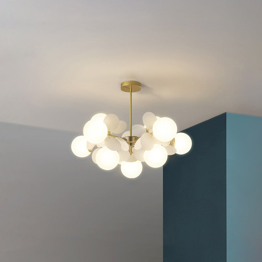 Acrylic and Glass Ceiling Light With Globe Shaped Shades Bouquet Design