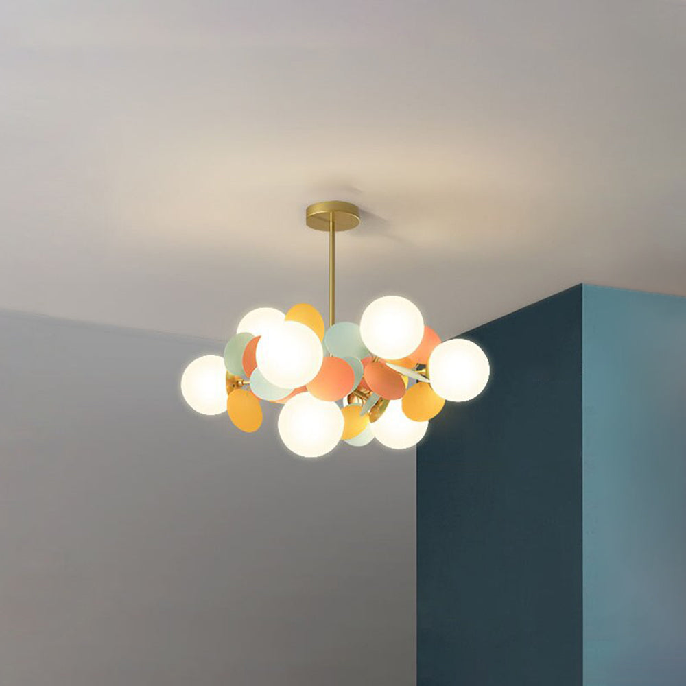 Acrylic and Glass Ceiling Light With Globe Shaped Shades Bouquet Design