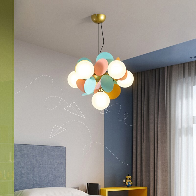 Acrylic and Glass Ceiling Light With Globe Shaped Shades Bouquet Design