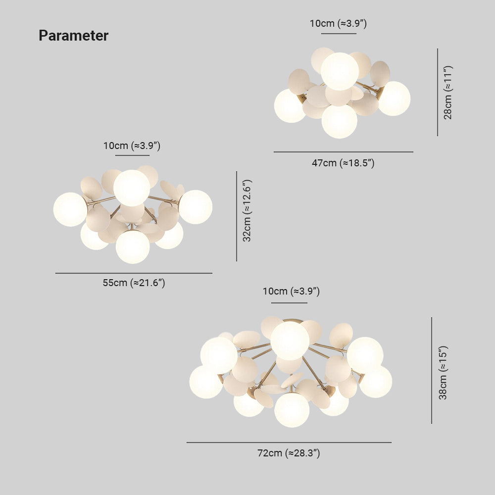 Acrylic and Glass Ceiling Light With Globe Shaped Shades Bouquet Design