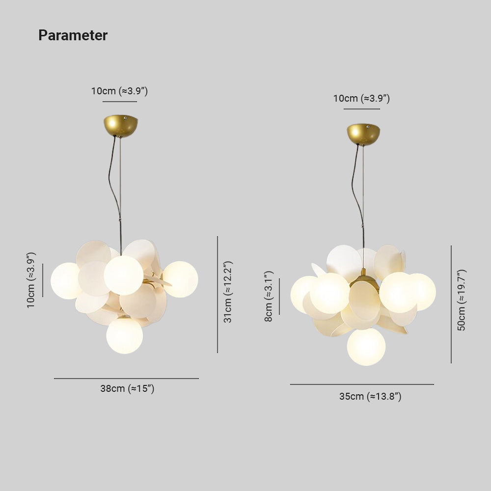 Acrylic and Glass Ceiling Light With Globe Shaped Shades Bouquet Design