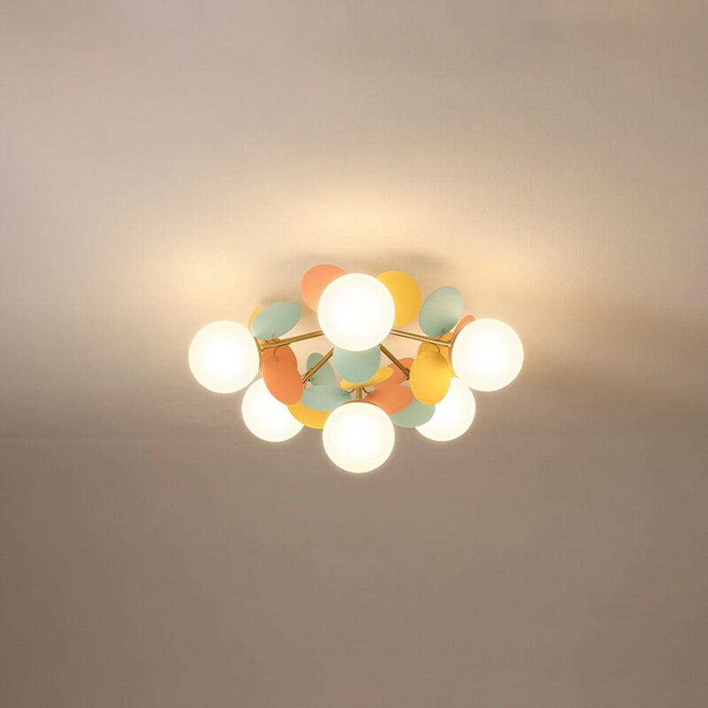 Acrylic and Glass Ceiling Light With Globe Shaped Shades Bouquet Design