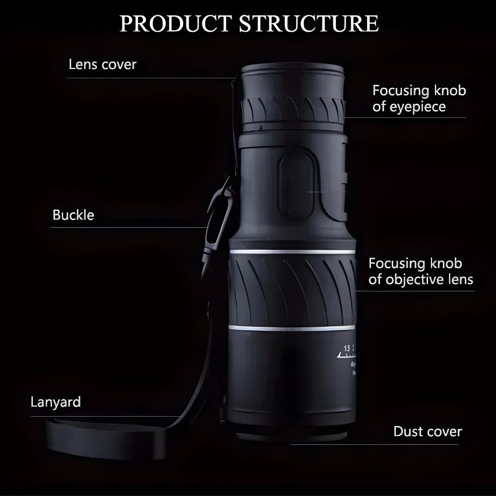 Multi-Coated Glass Optical Zoom Monocular — Day and Low Light Night Vision Lens