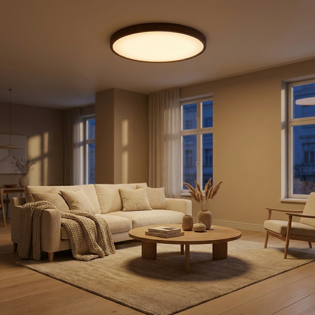 Nordel Dark Wood Ceiling Lamp With Natural Light Feel