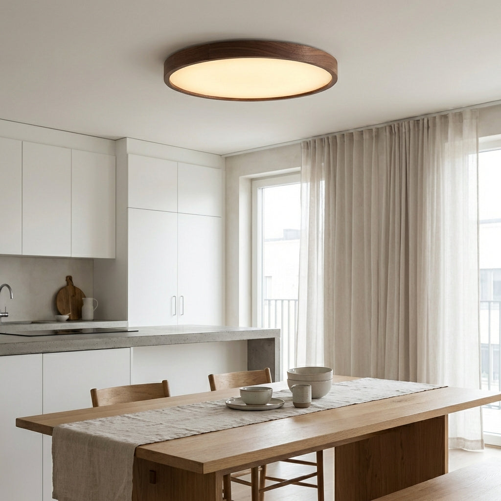Nordel Dark Wood Ceiling Lamp With Natural Light Feel