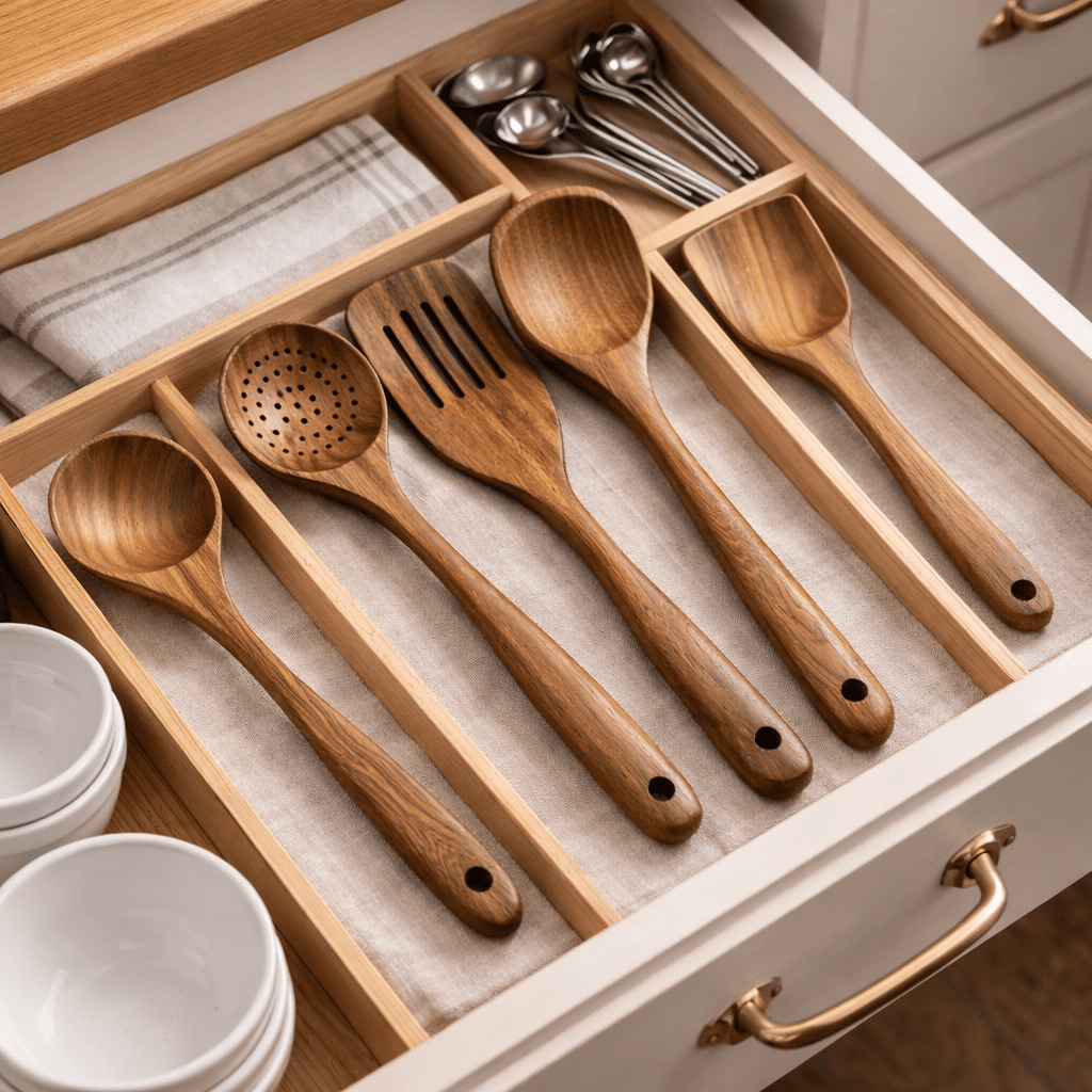 Set premium di utensili da cucina in legno per cucinare delicatamente ogni giorno | meowbutter