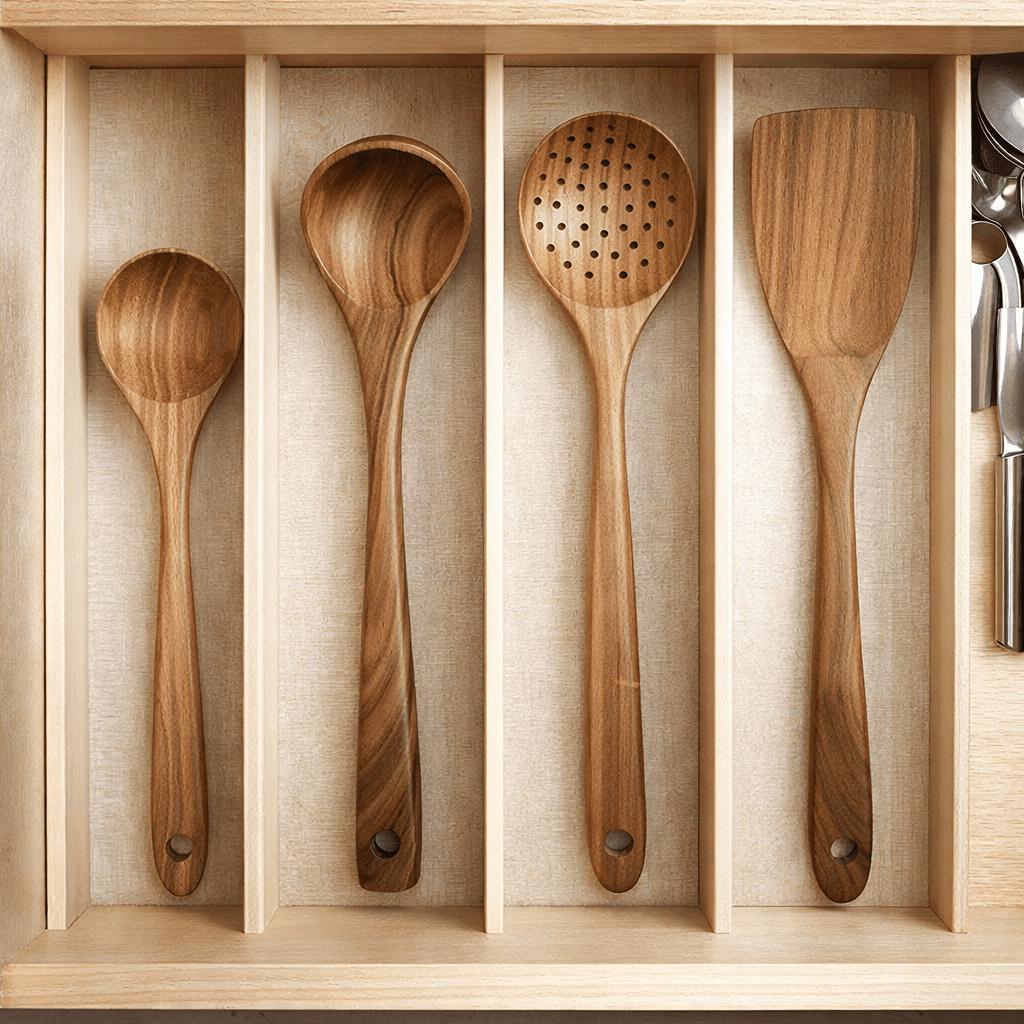 Set premium di utensili da cucina in legno per cucinare delicatamente ogni giorno | meowbutter