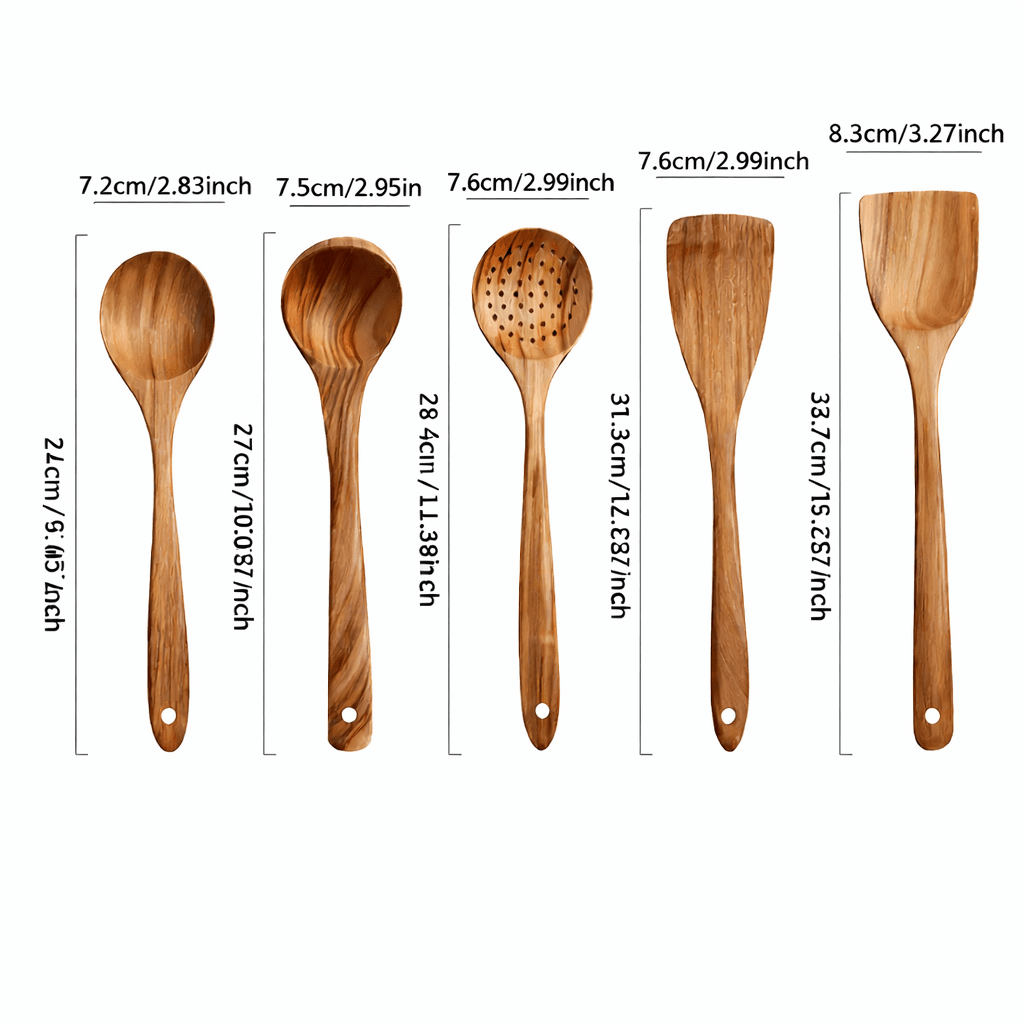 Set premium di utensili da cucina in legno per cucinare delicatamente ogni giorno | meowbutter