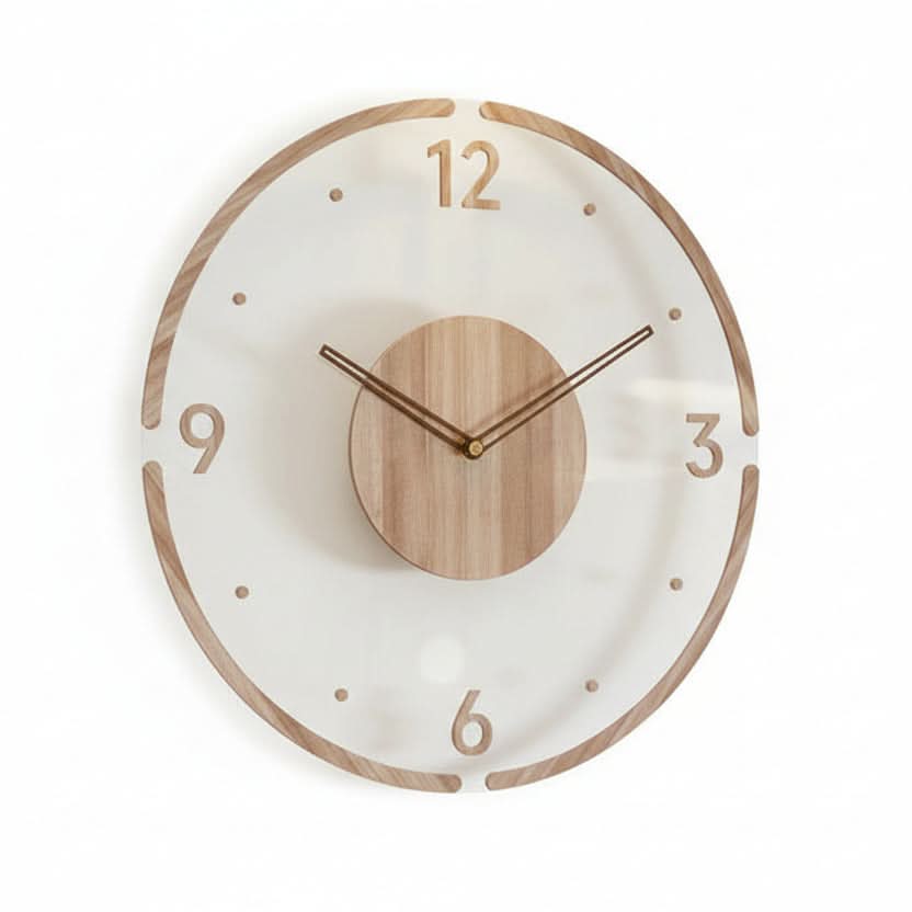 Nordisk Træ Vægur Stille Quartz Minimalistisk Dekoration | meowbutter