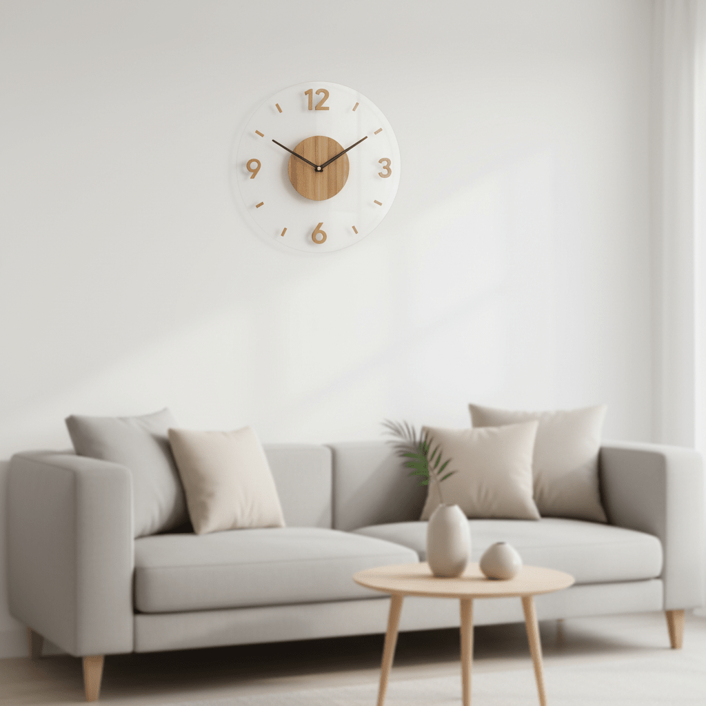 Nordisk Træ Vægur Stille Quartz Minimalistisk Dekoration | meowbutter