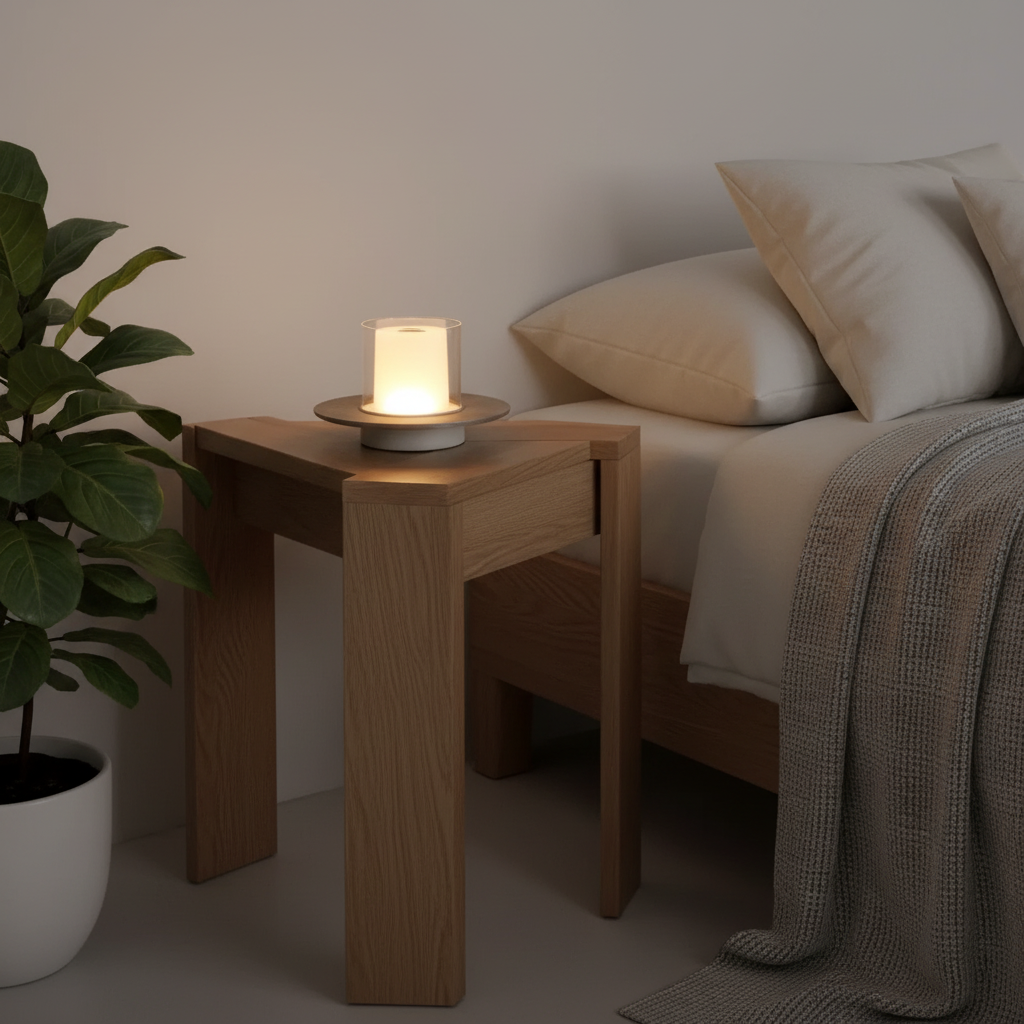 Rechargeable Glass and Steel Table Lamp With Touch and IR Dimmer, 16 Cm Diameter