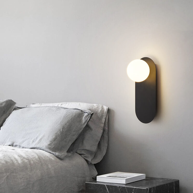 Nordic Glass Shade Wall Sconce Modern 1-Light Wall Lamp In Black Or White