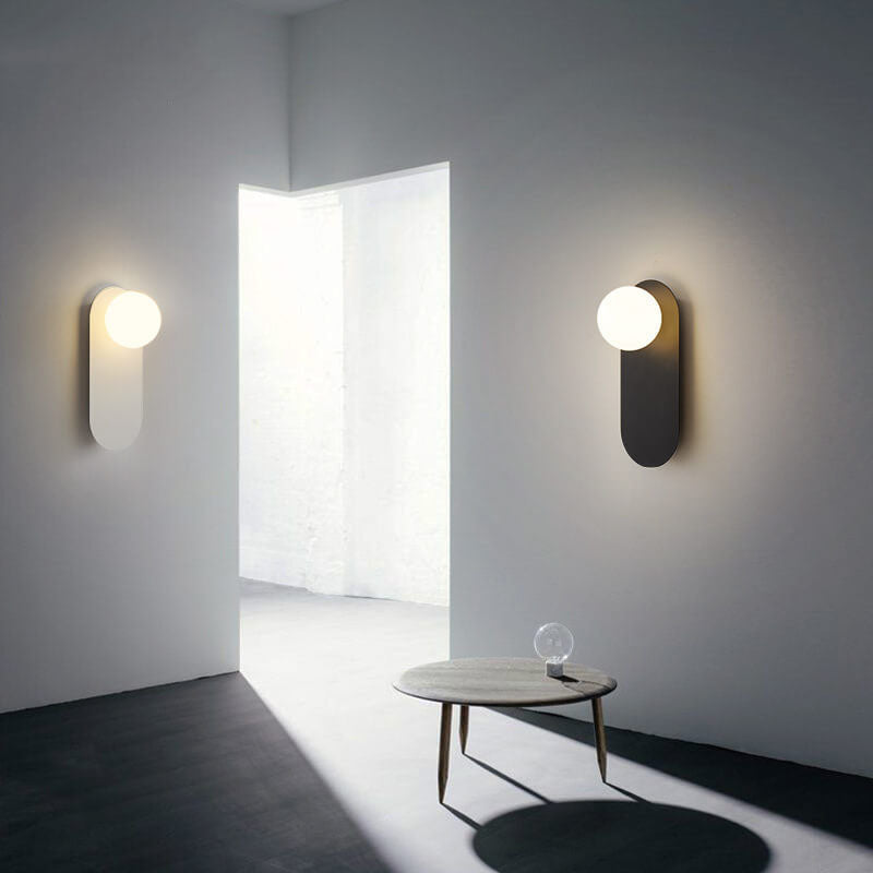 Nordic Glass Shade Wall Sconce Modern 1-Light Wall Lamp In Black Or White