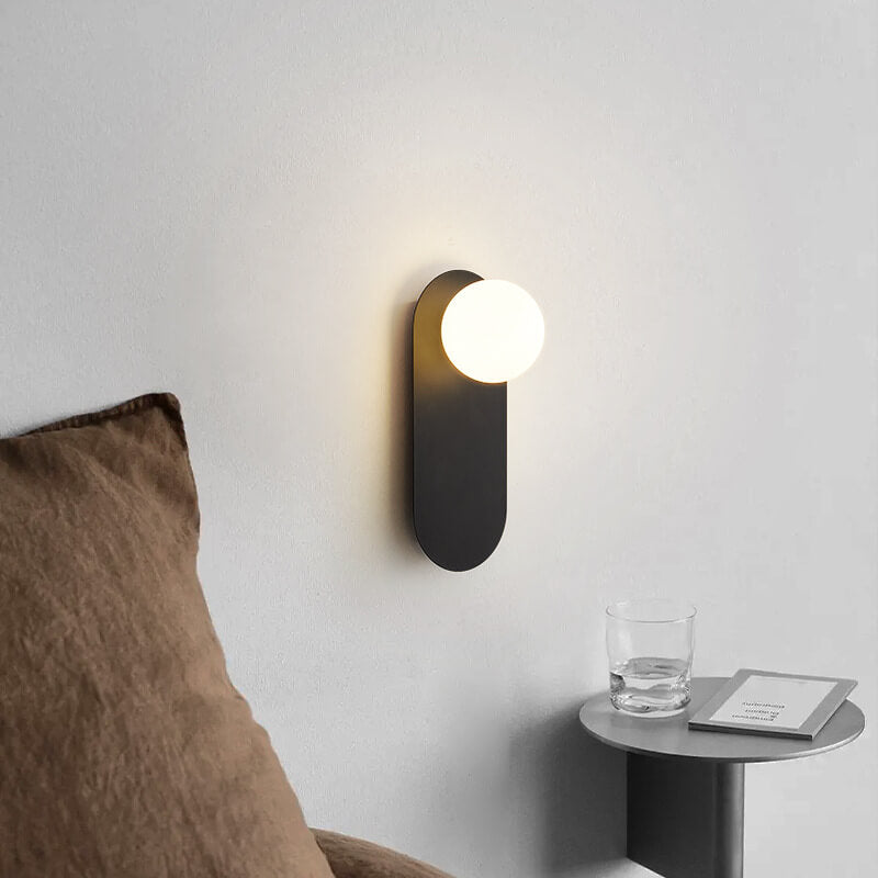 Nordic Glass Shade Wall Sconce Modern 1-Light Wall Lamp In Black Or White