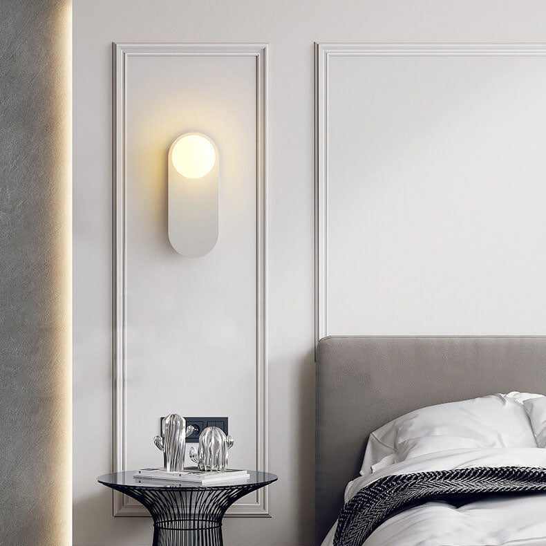 Nordic Glass Shade Wall Sconce Modern 1-Light Wall Lamp In Black Or White
