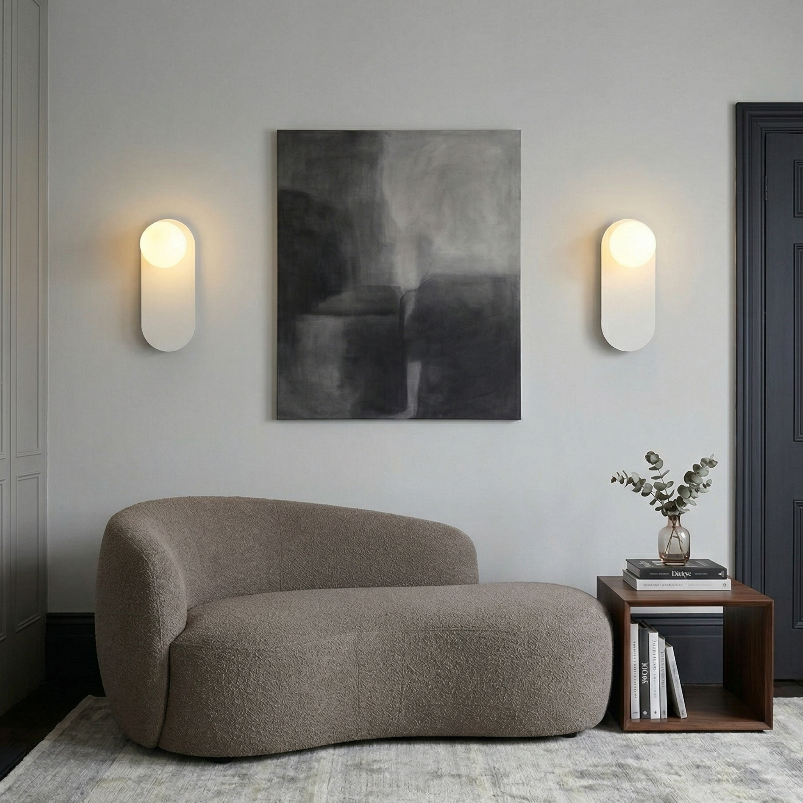 Nordic Glass Shade Wall Sconce Modern 1-Light Wall Lamp In Black Or White