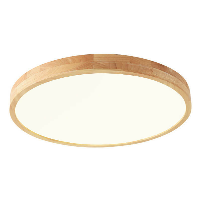 Nordic Solid Wood LED Flush Mount Ceiling Light With Adjustable Brightness And Color Temp