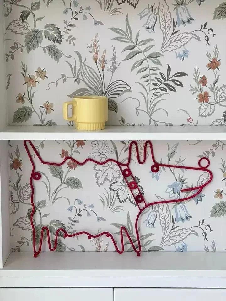 Nordic Style Coat Hooks Wall Mount With Five Red Iron Hooks