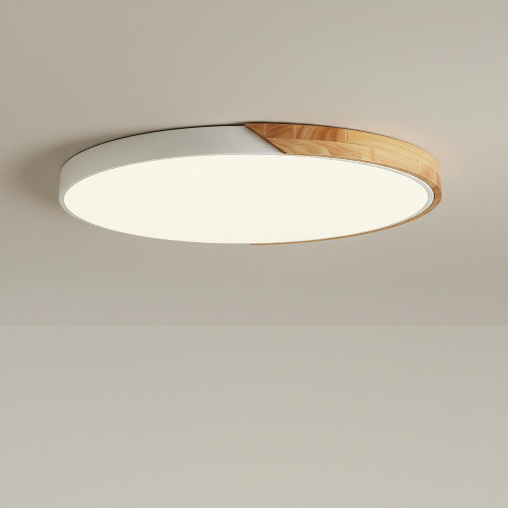 Noren Nordic Wood Ceiling Light With Flush Mount Fixture