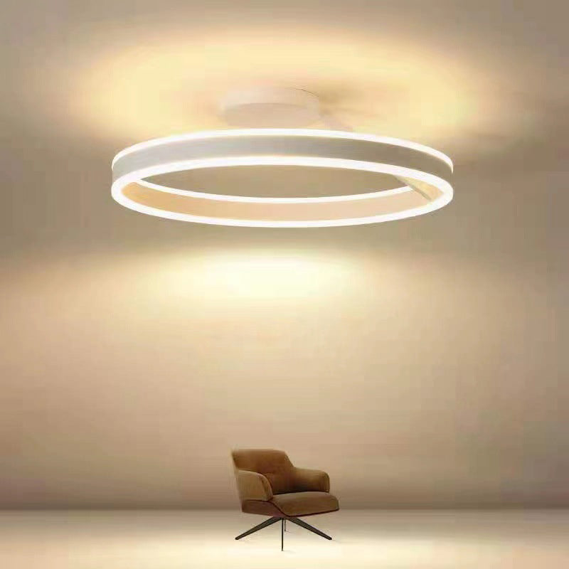 Modern Metal And Acrylic Ceiling Light With Circular LED Ring And Remote Dimmer