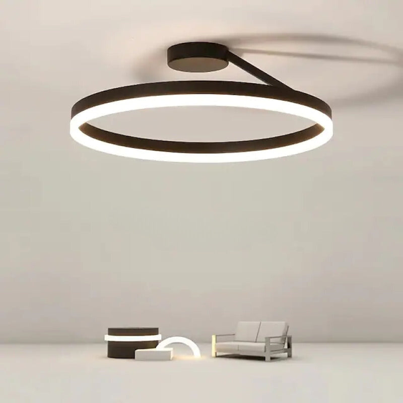 Modern Metal And Acrylic Ceiling Light With Circular LED Ring And Remote Dimmer