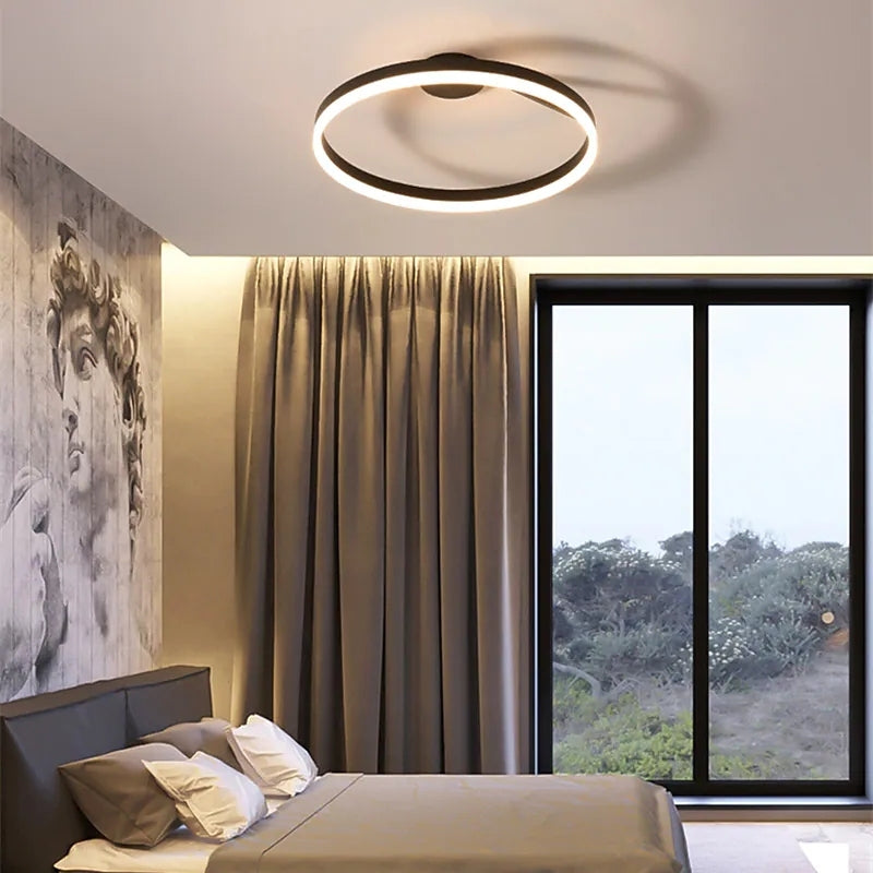 Modern Metal And Acrylic Ceiling Light With Circular LED Ring And Remote Dimmer