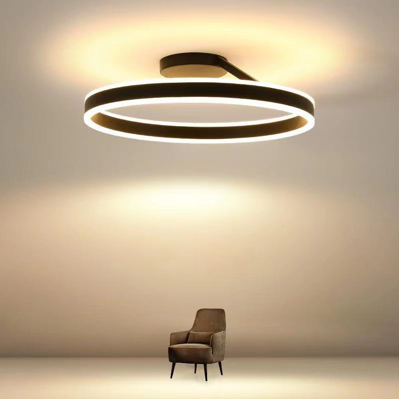 Modern Metal And Acrylic Ceiling Light With Circular LED Ring And Remote Dimmer