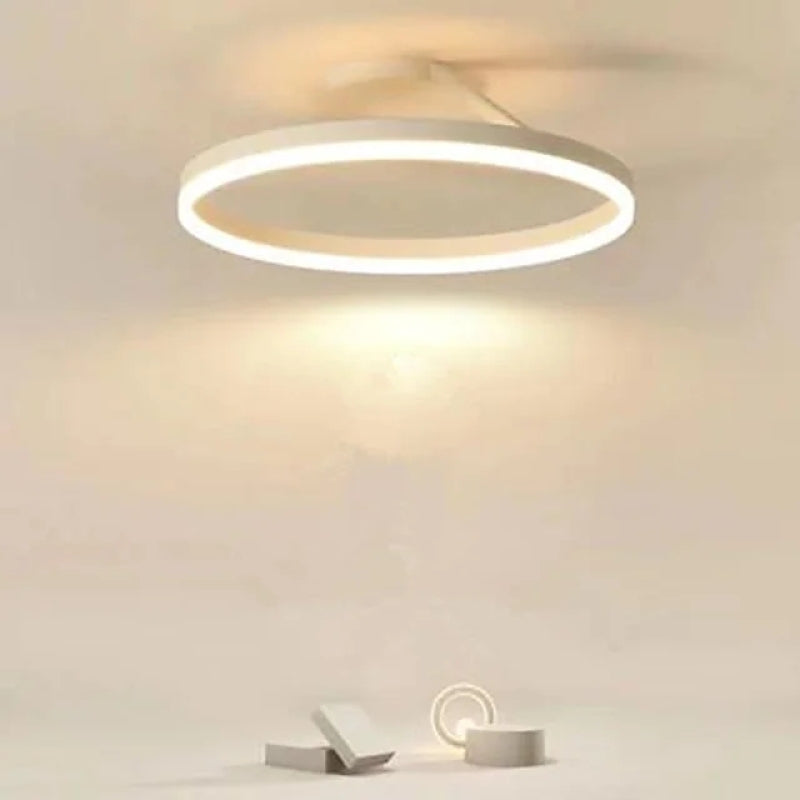 Modern Metal And Acrylic Ceiling Light With Circular LED Ring And Remote Dimmer