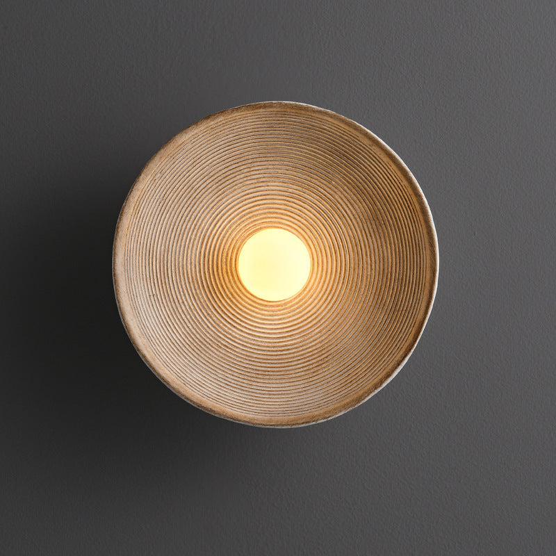 Minimalist Japanese Wooden Wall Light — Circular Frame, Natural Wood Grain