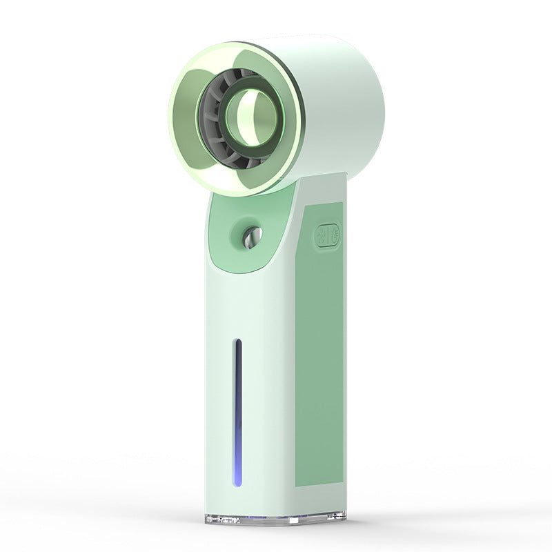 Ventilátor bez lopatek s mlžením - nanoatomizace - dobíjení přes USB - 4 režimy - bílá, zelená, růžová a modrá | meowbutter