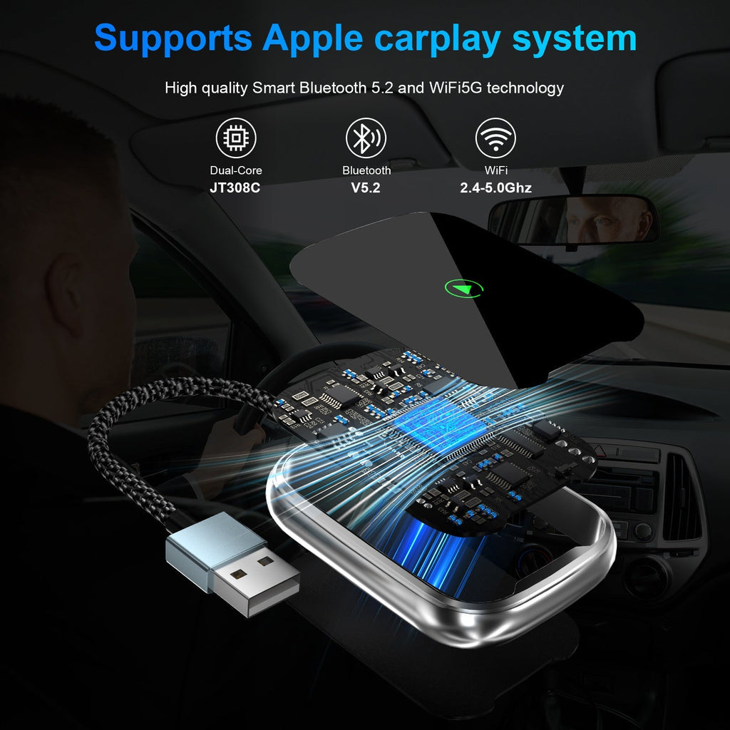 Bezprzewodowy adapter CarPlay i Android Auto - Bluetooth 5.2 - Plug & Play | meowbutter