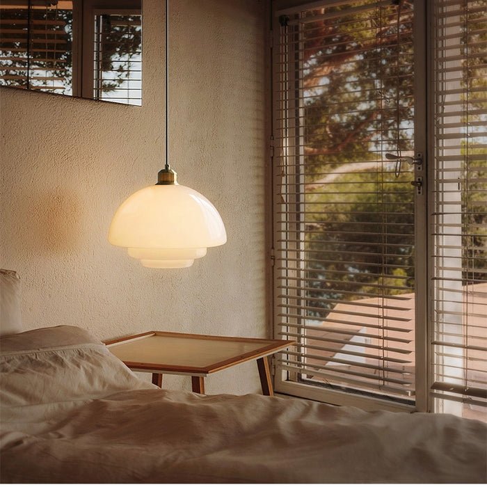 Milky Pendant Light — White Glass Shade, Hand-Blown Frosted Finish