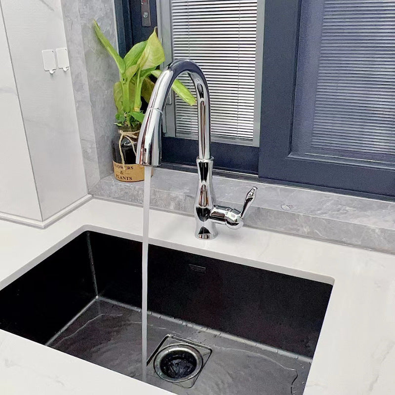 Torneira de cozinha metálica extraível com uma pega — Cabeça de pulverização retrátil