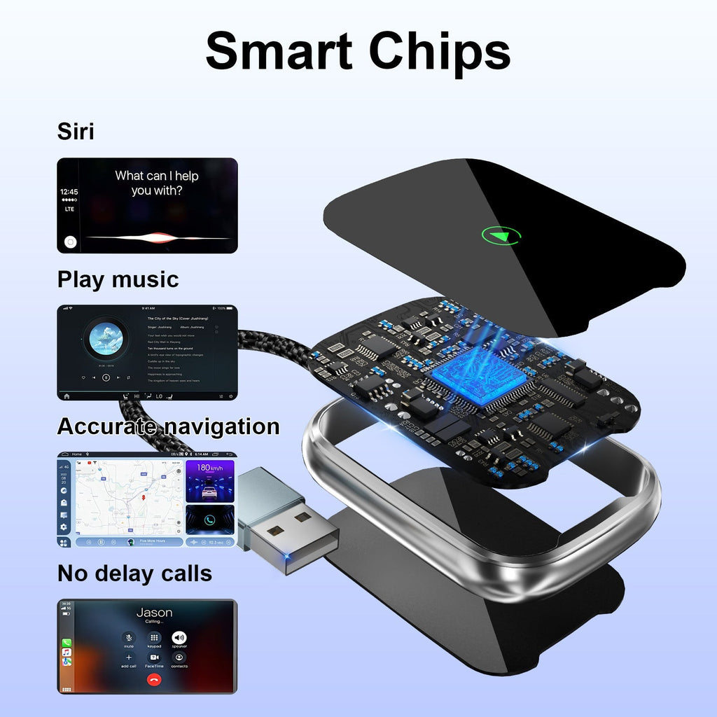Bezprzewodowy adapter CarPlay i Android Auto - Bluetooth 5.2 - Plug & Play | meowbutter