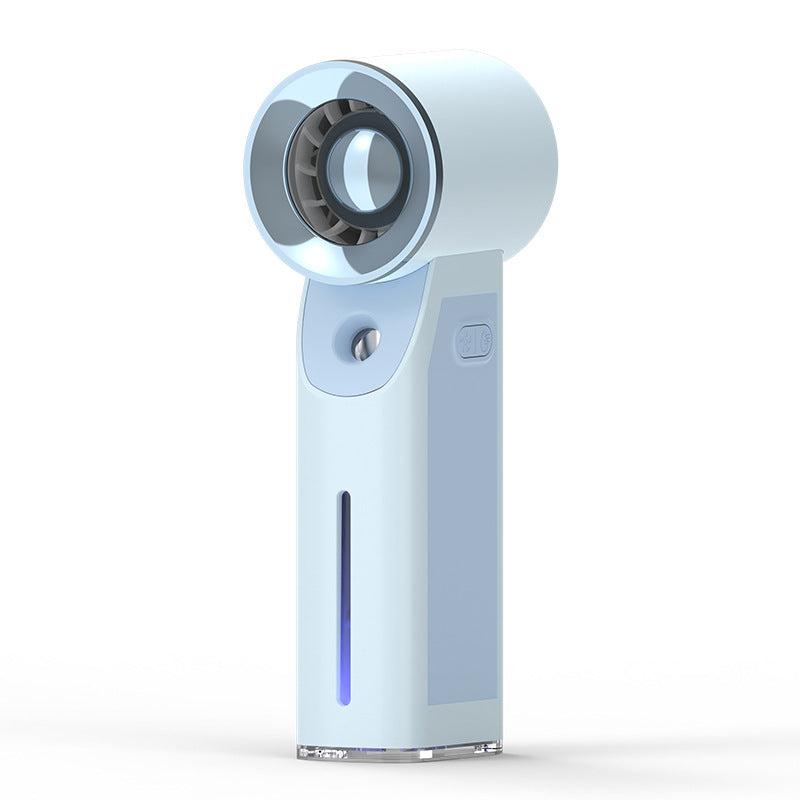Ventilátor bez lopatek s mlžením - nanoatomizace - dobíjení přes USB - 4 režimy - bílá, zelená, růžová a modrá | meowbutter