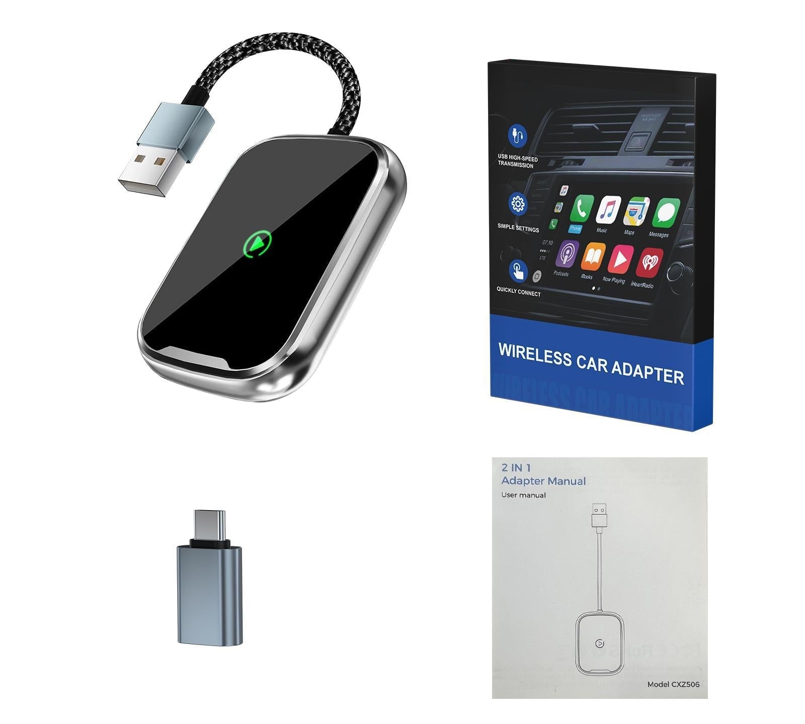 Bezprzewodowy adapter CarPlay i Android Auto - Bluetooth 5.2 - Plug & Play | meowbutter