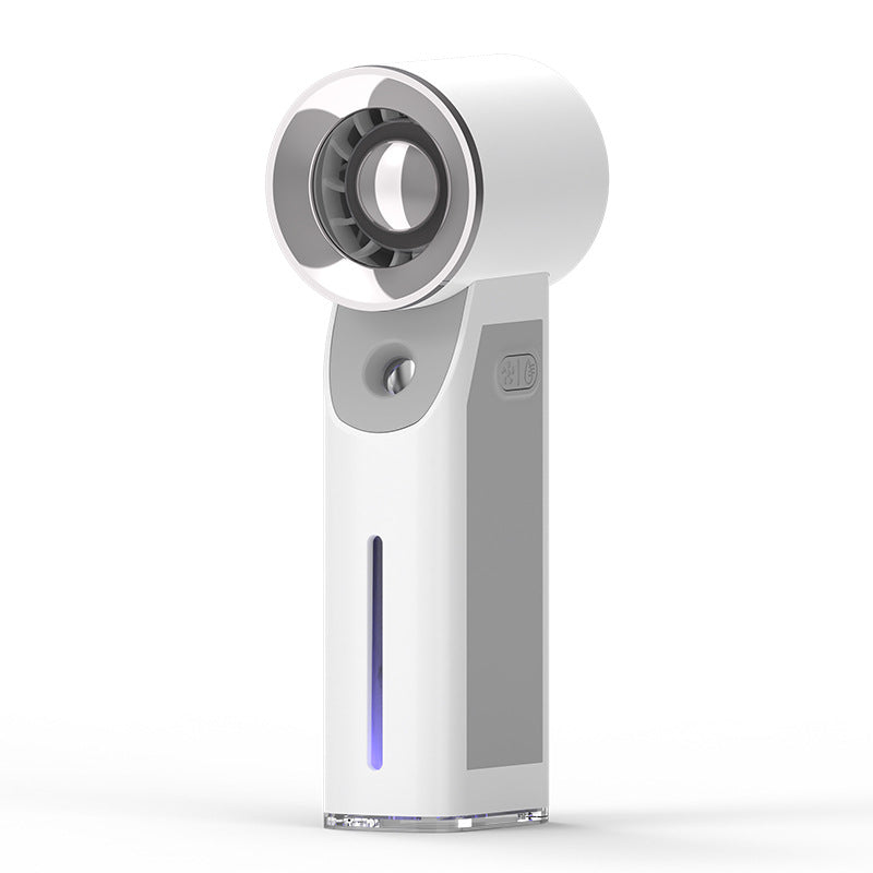 Ventilátor bez lopatek s mlžením - nanoatomizace - dobíjení přes USB - 4 režimy - bílá, zelená, růžová a modrá | meowbutter