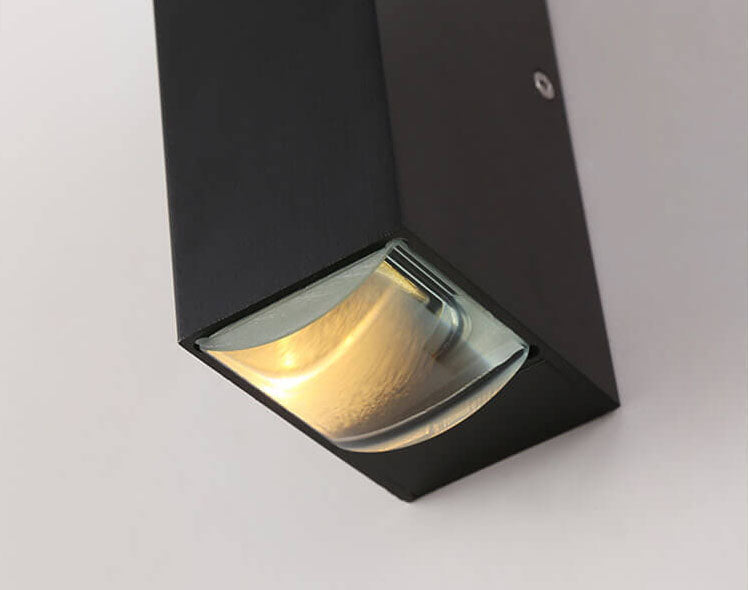 Rechteckige wasserdichte LED-Wandleuchte – schwarze Außenleuchte aus massivem Aluminium
